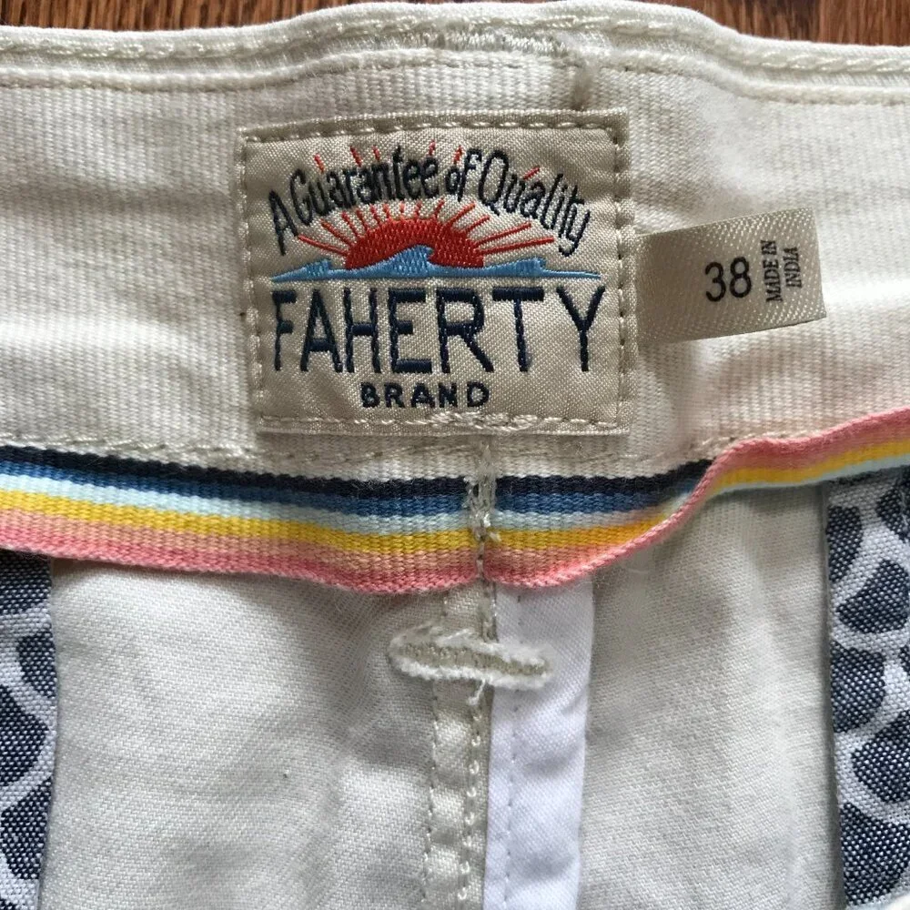 Faherty All Day Bermuda Shorts Mens 38 Stone White Organic Cotton 9